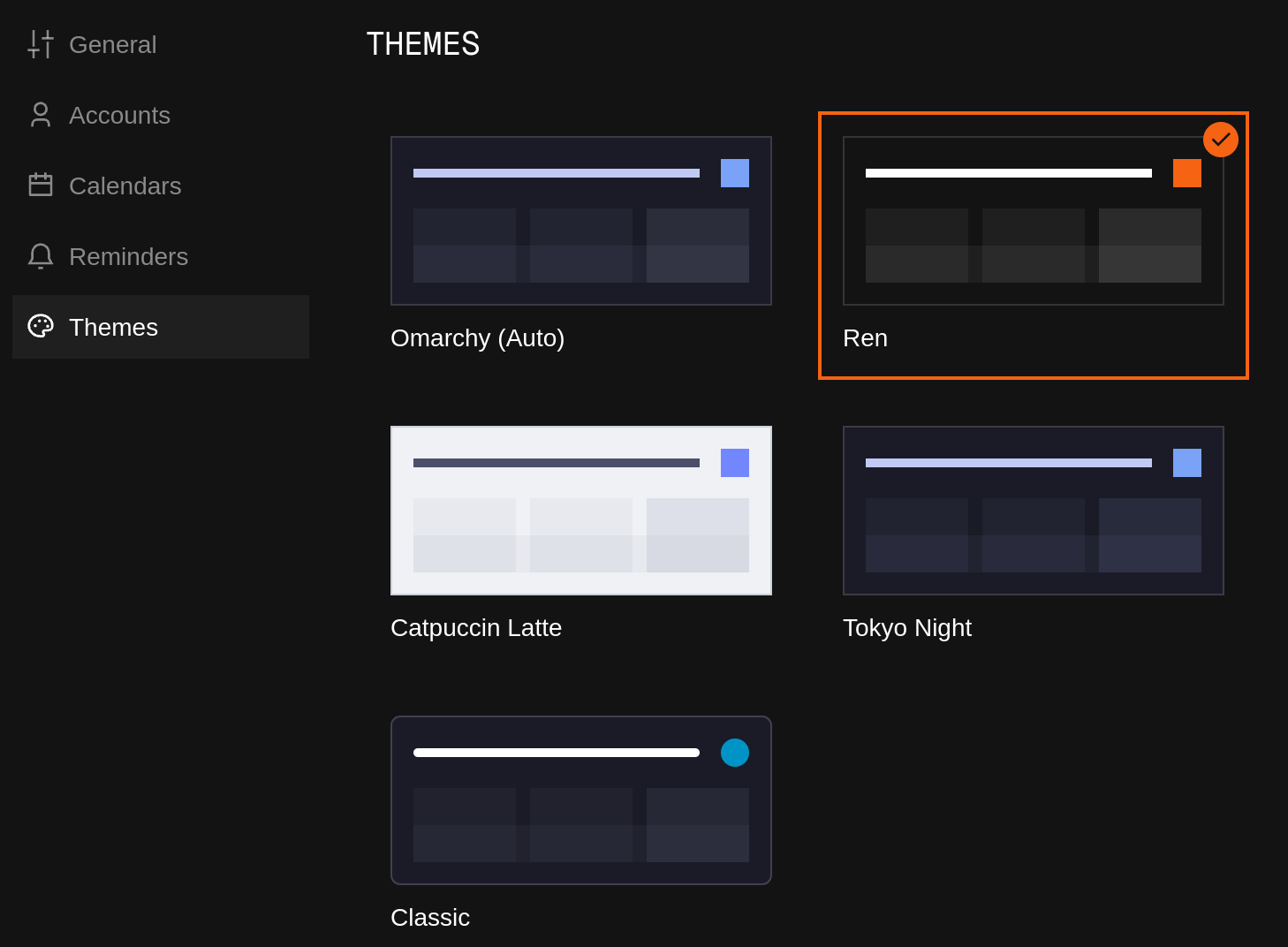 Theme settings